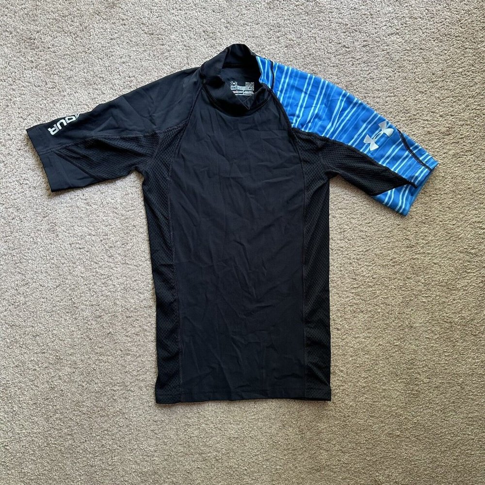 Under Armour Shirt Boys Medium Black Compression Short Sleeve Athletic Youth